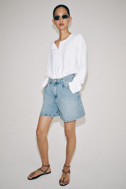 SHORTS DENIM TIRO ALTO ZW COLLECTION / Azul claro - Zara фото 5