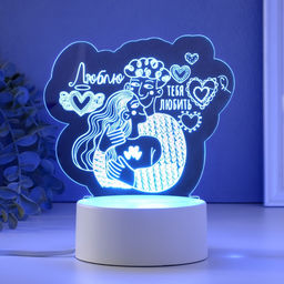 Светильник 3D RISALUX Люблю тебя любить, LED-ночник, RGB, от сети