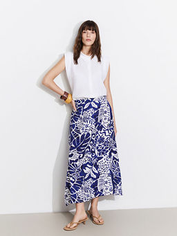 Beli Lastikli ?i?ekli Kad?n Etek