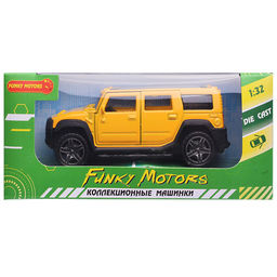 Жёлтая инерционная машинка Внедорожник с люком die-cast,1:32, открывающиеся двери