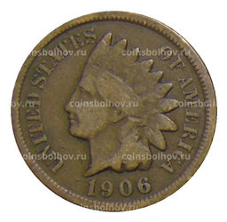 Монета 1 цент 1906 года США