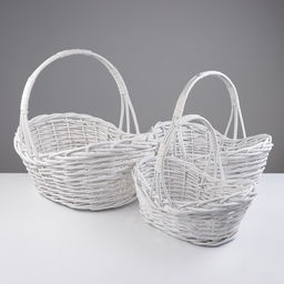Корзина плетёная для хранения Raja, из лозы, с ручкой, белая, набор 3 шт.