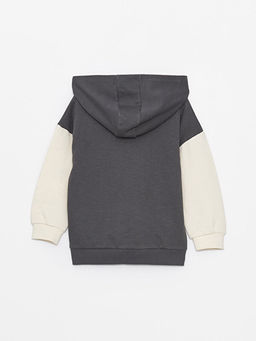 Kap??onlu Uzun Kollu Mickey Mouse Bask?l? Erkek Bebek Fermuarl? Sweatshirt