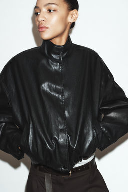 QUILTED LEATHER EFFECT BOMBER JACKET - Zara фото 2