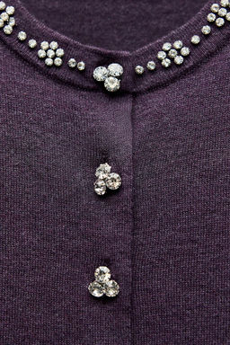 BEADED RHINESTONE KNIT CARDIGAN - Zara фото 4