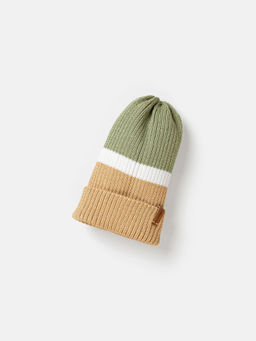 Шапка тыква из смесовой шерсти однослойная Колор блок "Песок"
