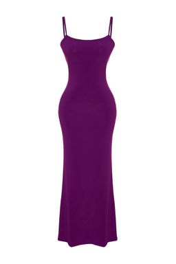TRENDYOLMILLA Kahverengi Fitted/Vucuda Oturan Ask?l? Maxi Esnek Orme Kalem Elbise TWOSS23EL02435  фото 43