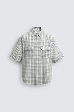 CAMISA RELAXED FIT CUADROS / verde lavado