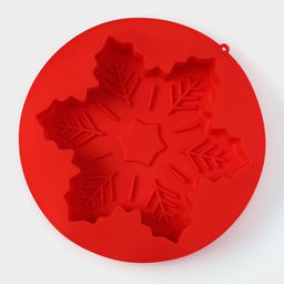 Форма для выпечки новогодняя Доляна «Снежинка», силикон, 23×3.5 см, красная