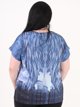 Футболка синяя с рисунком