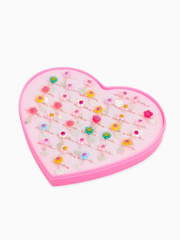 Цена за 36 шт. Кольцо «Выбражулька. Цветок смайлик», с подвеской, МИКС, безразмерное