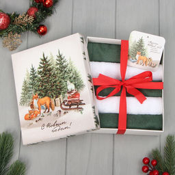 Набор махровых полотенец Этель «Лесные жители» 30×30 см - 5 шт., 100% хл, 340 г/м²