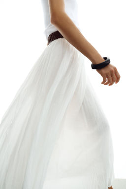 FALDA MIDI CINTUR?N / Blanco - Zara фото 4