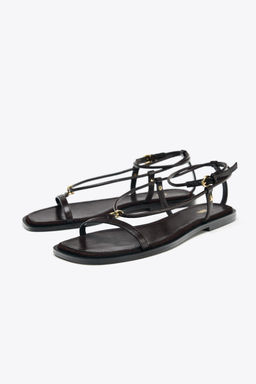 LEATHER THIN STRAPPY SANDALS - Zara фото 13
