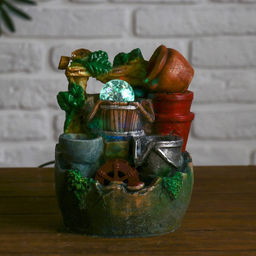 Фонтан настольный «Кувшин и листья», 11×14×20 см, с подсветкой