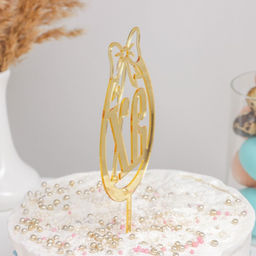Топпер для торта «ХВ», 8.5×17 см, цвет золотистый