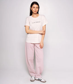 Футболка #КТ9102 (1), розовый, белый