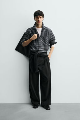 Рубашка Zara Voile Cuadros темно-синяя