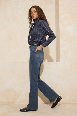 Mavi Normal Bel Az Esnek Flare _spanyol Pa_a Jeans TWOSS26JE00010 - Trendyolmilla фото 3