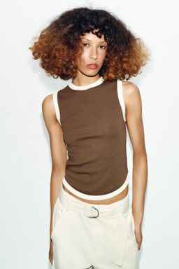 CAMISETA VIVOS CONTRASTE / Marr?n - Zara фото 2