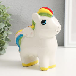 Копилка для денег «Лошадка с крыльями и яркой гривой», керамика, 13×6.5×16 см