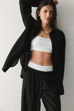 Camisa oversize en mezcla de lino - H&m фото 4