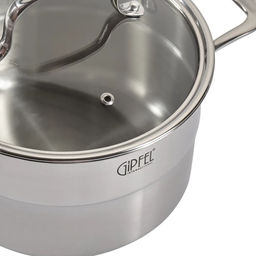 1274 GIPFEL Кастрюля GALA 20х12см/3,5 л со стеклянной крышкой, с индукционным капсульным дном. Материал: нерж. сталь 18/10. Толщина: 0,7мм / 4 мм  фото 3