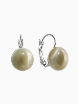 Серьги пластик "Таблетка" кошачий глаз, цвет серый в серебре