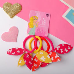 Цена за 5 шт. Резинки для волос «Веселые ушки», набор 4 шт., бантик, МИКС