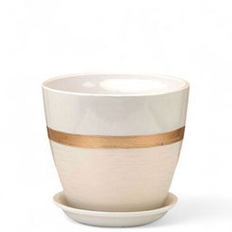 Горшок Бутон Поталь эстет золото/белый 1,7л 15см с поддоном (уп.6)