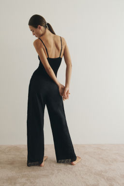 Pantal?n con cord?n de ajuste y ribetes de encaje - H&m фото 4