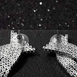 Серьги висячие со стразами Водопад бантик, цвет белый в серебре,10см - Queen fair фото 3