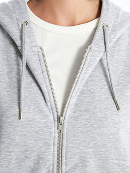 Kap??onlu Oversize Kad?n Fermuarl? Sweatshirt