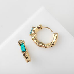 Серьги со стразами Блеск вечера азарт, зелёные в золоте