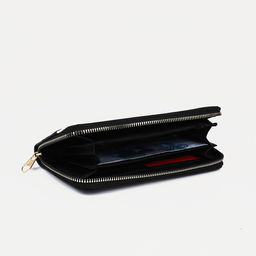 Кошелёк на молнии, большой, 4 отделения, чёрный