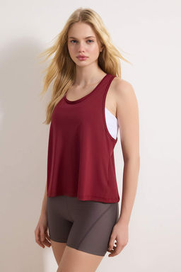 Ekru-Bordo 2li Micro Kumas Orme Spor T-Shirt THMSS26TS00001 - Trendyolmilla фото 7