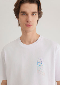 Mavi Logo S?rt Bask?l? Beyaz Tisort  фото 6