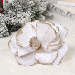 Цена за 2 шт. Украшение новогоднее "Пуансеттия - Нежное прикосновение" 17 см, Белый