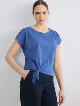 Bisiklet Yaka Ba?lama Detayl? Kad?n Spor Ti??rt