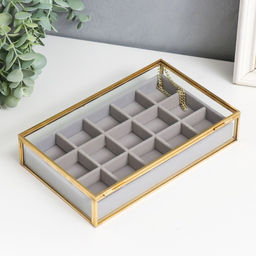 Шкатулка стекло с металлическим каркасом Модница с делениями 22х13,5х4,5 см - Simaland фото 4