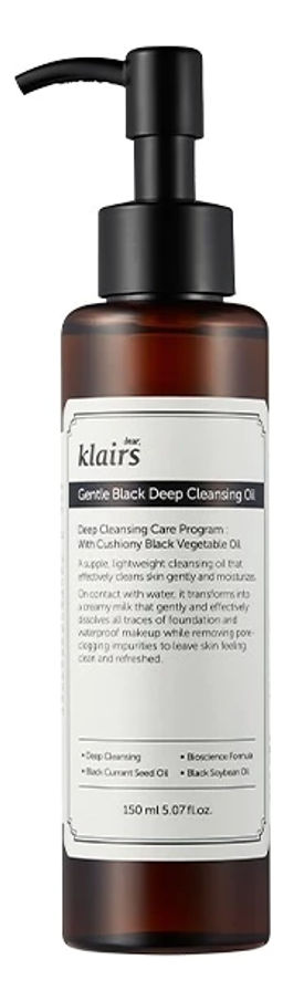DEAR, KLAIRS Гидрофильное масло натуральное Gentle Black Deep Cleansing Oil (150 мл)  фото 7