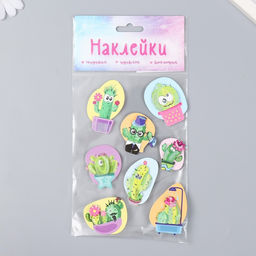 Наклейка картон 2 слоя Кактусы-глазастики 17х12 см - Simaland фото 4