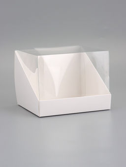 Коробка под бенто-торт, белая, с прозрачной крышкой, 16×16×12.5 см