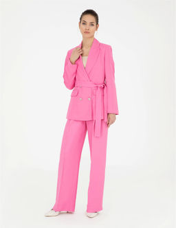 Pembe Keten Kar___ml_ Regular Fit Ceket