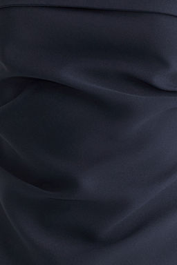 Koyu Lacivert Straplez Fitted Drapeli Dokuma Dokuma Bluz TWOSS24BZ00348