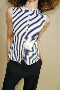 TOP CHALECO BOTONES / rayas - Zara фото 2