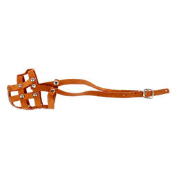 Намордник кожаный сетчатый №0, такса (длина по носу 4,5 см, обхват морды 14 см), чёрный - Пижон фото 4