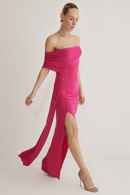 Fusya Vucuda Oturan Carmen Yaka Orme Uzun S?k Abiye Gece Mezuniyet Elbisesi TPRSS25AE00029