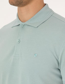 Koyu Mint Slim Fit %100 Pamuk K_vr_lmaz Polo Yaka Basic Ti__rt