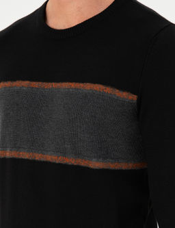 Siyah Slim Fit Bisiklet Yaka Y_n Kar___ml_ Triko Kazak - Pierre cardin фото 7